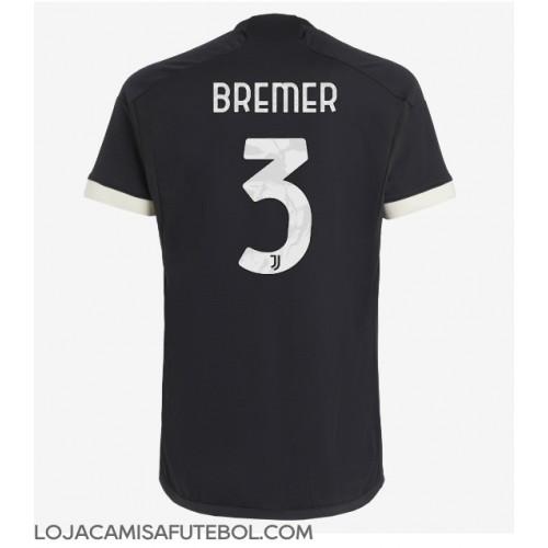 Camisa de Futebol Juventus Gleison Bremer #3 Equipamento Alternativo 2023-24 Manga Curta